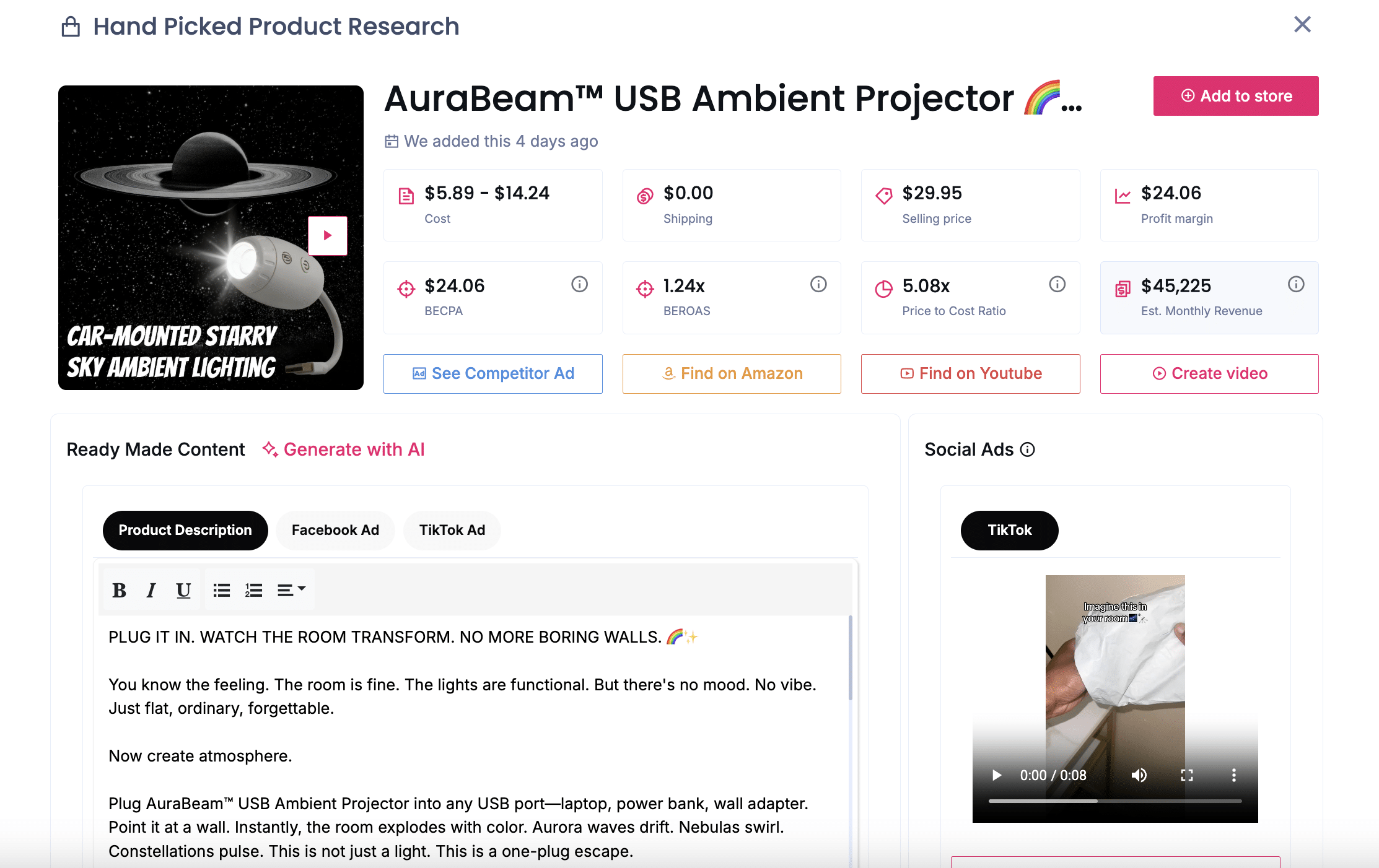AuraBeam USB Ambient Projector